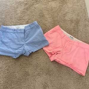 J crew blue shorts and old navy pink shorts